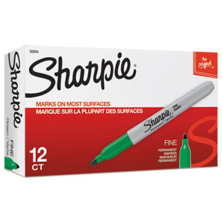 Sharpie® Fine Bullet Tip Permanent Marker, Green, Dozen - DZ/1 - SAN-30004-DZ