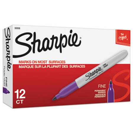 Sharpie® Fine Tip Permanent Marker, Fine Bullet Tip, Purple, Dozen - DZ/1 - SAN-30008-DZ