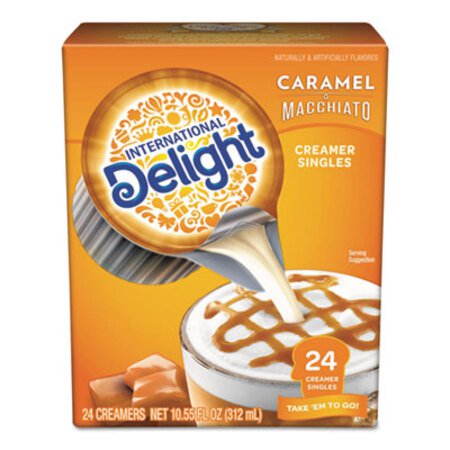 International Delight® Flavored Liquid Non-Dairy Coffee Creamer, Caramel Macchiato, Mini Cups, 24/Box - Each - ITD-101766-EA