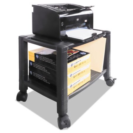 Kantek Height-Adjustable Under-Desk Printer Cart, Plastic, 2 Shelves, 60 lb Capacity, 20" x 13.25" x 14.13", Black - PL/1 - KTK-PS610-PL