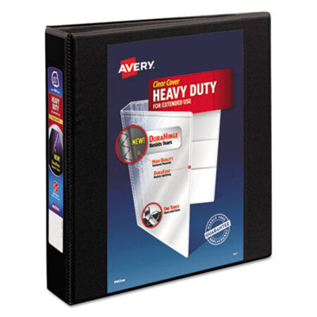 Avery® Heavy-Duty View Binder with DuraHinge and One Touch EZD Rings, 3 Rings, 1.5" Capacity, 11 x 8.5, Black - Each - AVE-79695-EA