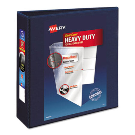 Avery® Heavy-Duty View Binder with DuraHinge and Locking One Touch EZD Rings, 3 Rings, 3" Capacity, 11 x 8.5, Navy Blue - Each - AVE-79803-EA