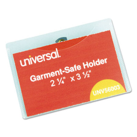 Universal® Clear Badge Holders w/Garment-Safe Clips, 2 1/4 x 3 1/2, White Inserts, 50/Box - Box of 1 - UNV-56003-BX