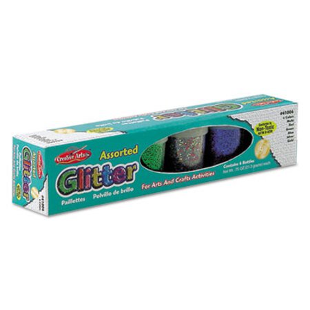 Creative Arts® Charles Leonard Glitter Set, Assorted, 0.75 oz Shaker-Top Jar, 6/Set - CT/1 - LEO-41006-CT