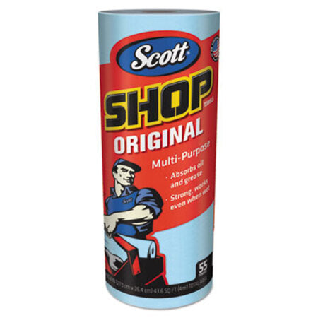 Scott® Shop Towels, Standard Roll, 1-Ply, 9.4 x 11, Blue, 55/Roll, 12 Rolls/Carton - CT/1 - KCC-75147-CT