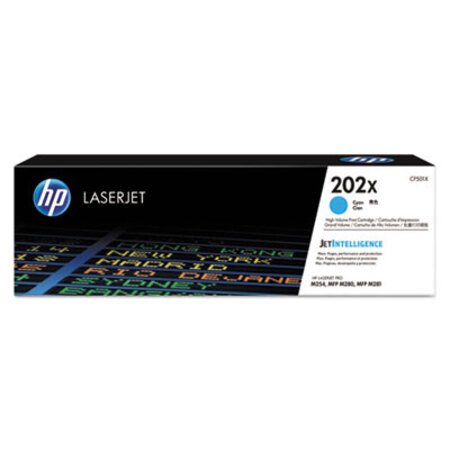 HP HP 202X, (CF501X) High-Yield Cyan Original LaserJet Toner Cartridge - Box of 1 - HEW-CF501X-BX