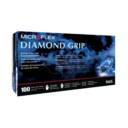 Microflex Medical Exam Glove Diamond Grip™ X-Small NonSterile Latex Standard Cuff Length Textured Fingertips White Not Rated - Box of 100 - MF-300-XS-BX