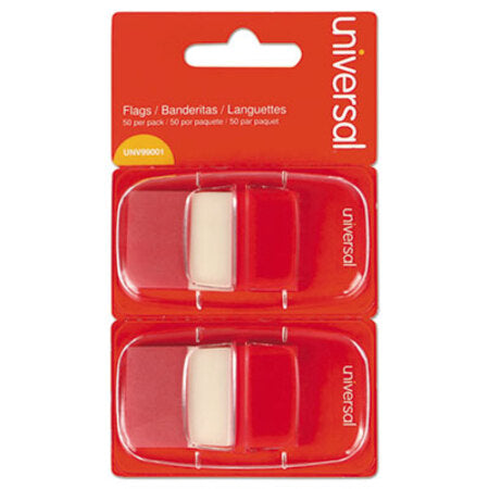 Universal® Page Flags, Red, 50 Flags/Dispenser, 2 Dispensers/Pack - Pack of 1 - UNV-99001-PK