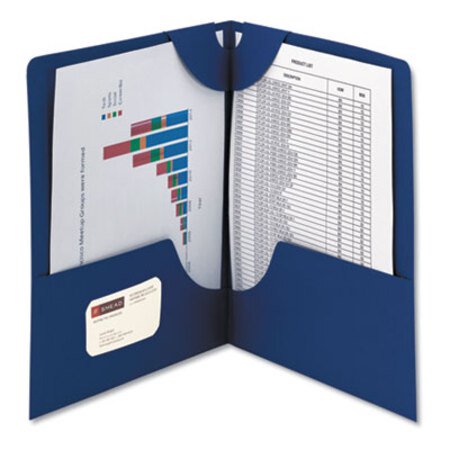 Smead™ Lockit Two-Pocket Folder, Textured Paper, 100-Sheet Capacity, 11 x 8.5, Dark Blue, 25/Box - Box of 1 - SMD-87982-BX