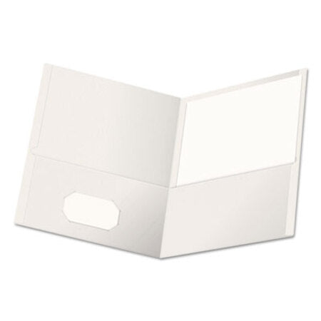 Universal® Two-Pocket Portfolio, Embossed Leather Grain Paper, 11 x 8.5, White, 25/Box - Box of 1 - UNV-56604-BX