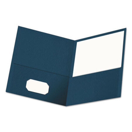Universal® Two-Pocket Portfolio, Embossed Leather Grain Paper, 11 x 8.5, Dark Blue, 25/Box - Box of 1 - UNV-56638-BX