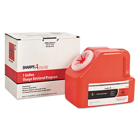 Sharps Assure Sharps Retrieval Program Containers, 1 gal, Cardboard/Plastic, Red - Each - TMD-SC1G424A1G-EA