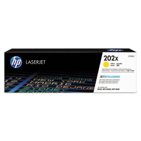 HP HP 202X, (CF502X) High-Yield Yellow Original LaserJet Toner Cartridge - Box of 1 - HEW-CF502X-BX