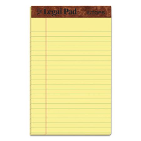 TOPS™ "The Legal Pad" Ruled Perforated Pads, Narrow Rule, 50 Canary-Yellow 5 x 8 Sheets, Dozen - DZ/1 - TOP-7501-DZ
