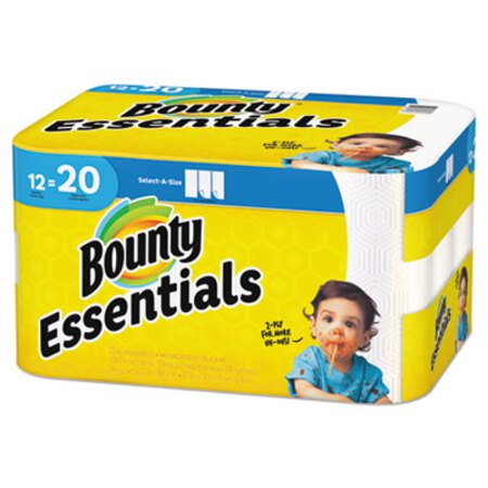 Bounty® Essentials Select-A-Size Kitchen Roll Paper Towels, 2-Ply, 104 Sheets/Roll, 12 Rolls/Carton - CT/1 - PGC-74647-CT