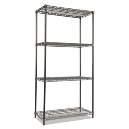 Alera® Wire Shelving Starter Kit, Four-Shelf, 36w x 18d x 72h, Black Anthracite - Each - ALE-SW503618BA-EA