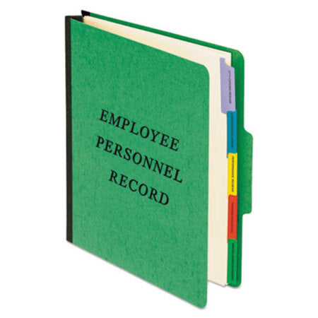 Pendaflex® Vertical-Style Personnel Folders, 2" Expansion, 5 Dividers, 2 Fasteners, Letter Size, Green Exterior - Each - PFX-SER1GR-EA
