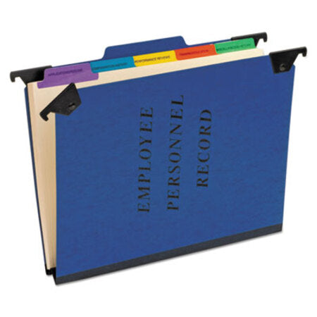 Pendaflex® Hanging-Style Personnel Folders, 5 Dividers with 1/5-Cut Tabs, Letter Size, 1/3-Cut Exterior Tabs, Blue - Each - PFX-SER2BL-EA