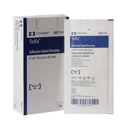 Cardinal Adhesive Dressing Telfa™ 4 X 8 Inch Nonwoven Rectangle White Sterile - Case of 100 - 7541-CS