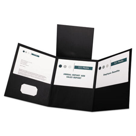 Oxford™ Tri-Fold Folder w/3 Pockets, 150-Sheet Capacity, 11 x 8.5, Black, 20/Box - Box of 1 - OXF-59806-BX