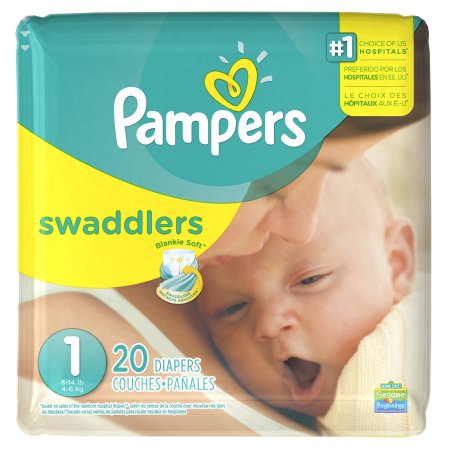 Procter & Gamble Unisex Baby Diaper Pampers® Swaddlers™ Size 1 Disposable Heavy Absorbency - Case of 240 - 06729-CS