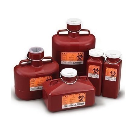 Medegen Medical Products LLC Sharps Container Sharps-Tainer® Red Base 7-3/4 H X 10-1/4 W X 6 D Inch Vertical Entry 1.175 Gallon - Case of 12 - 184R-CS