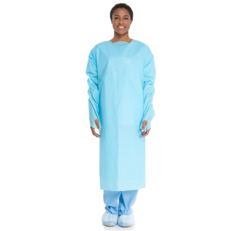 O&M Halyard Inc Protective Procedure Gown Halyard One Size Fits Most Blue NonSterile ASTM F1671 Disposable - Box of 15 - 69490-BX