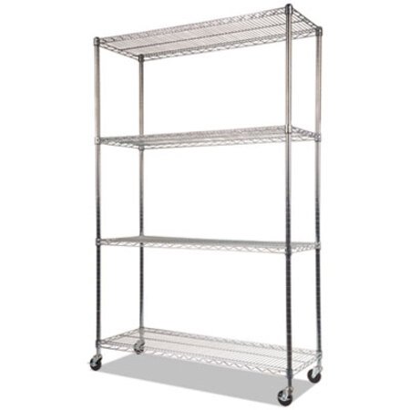 Alera® NSF Certified 4-Shelf Wire Shelving Kit with Casters, 48w x 18d x 72h, Silver - Each - ALE-SW604818SR-EA
