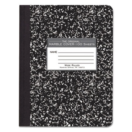 Roaring Spring® Marble Cover Composition Book, Wide/Legal Rule, Black Marble Cover, (100) 9.75 x 7.5 Sheets - Each - ROA-77230-EA