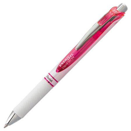 Pentel® EnerGel RTX Gel Pen, Retractable, Medium 0.7 mm, Pink Ink, White/Pink Barrel - Each - PEN-BL77PWP-EA