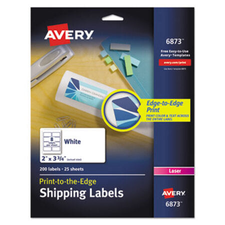Avery® Vibrant Laser Color-Print Labels w/ Sure Feed, 2 x 3.75, White, 200/PK - Pack of 1 - AVE-6873-PK
