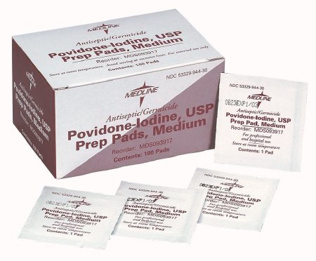Medline PVP Prep Pad Medline 10% Strength Povidone-Iodine Individual Packet Medium NonSterile - Case of 1000 - MDS093917-CS
