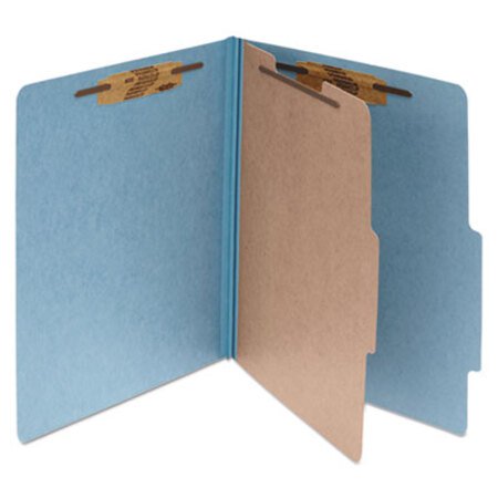 ACCO Pressboard Classification Folders, 2" Expansion, 1 Divider, 4 Fasteners, Letter Size, Sky Blue Exterior, 10/Box - Box of 1 - ACC-15024-BX