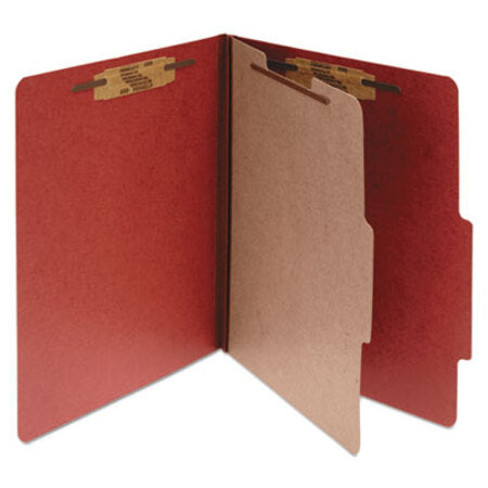 ACCO Pressboard Classification Folders, 2" Expansion, 1 Divider, 4 Fasteners, Letter Size, Earth Red Exterior, 10/Box - Box of 1 - ACC-15034-BX