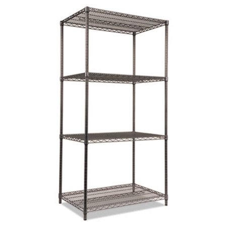 Alera® Wire Shelving Starter Kit, Four-Shelf, 36w x 24d x 72h, Black Anthracite - Each - ALE-SW503624BA-EA