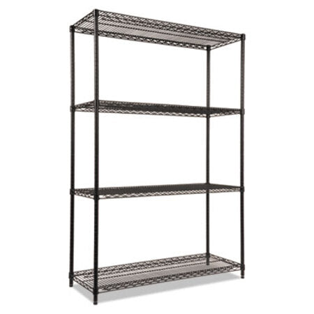 Alera® NSF Certified Industrial Four-Shelf Wire Shelving Kit, 48w x 18d x 72h, Black - Each - ALE-SW504818BL-EA