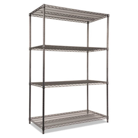 Alera® Wire Shelving Starter Kit, Four-Shelf, 48w x 24d x 72h, Black Anthracite - Each - ALE-SW504824BA-EA