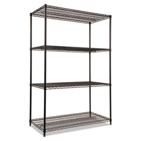 Alera® NSF Certified Industrial Four-Shelf Wire Shelving Kit, 48w x 24d x 72h, Black - Each - ALE-SW504824BL-EA