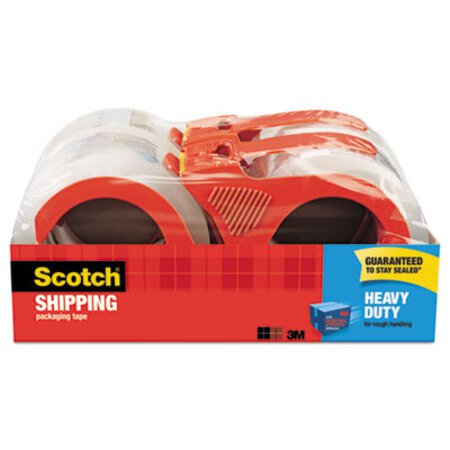 Scotch® 3850 Heavy-Duty Packaging Tape with Dispenser, 3" Core, 1.88" x 54.6 yds, Clear, 4/Pack - Pack of 1 - MMM-38504RD-PK