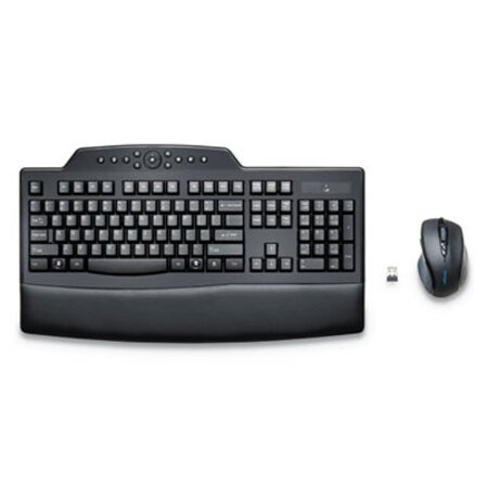 Kensington® Pro Fit Comfort Wireless Desktop Set, 2.4 GHz Frequency/30 ft Wireless Range, Black - Each - KMW-72403-EA