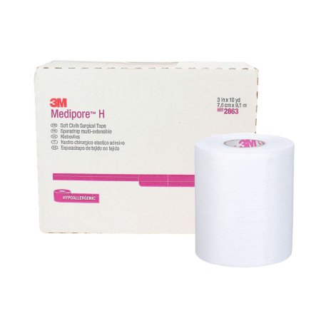 3M Perforated Medical Tape 3M™ Medipore™ H White 3 Inch X 10 Yard Soft Cloth NonSterile - Case of 12 - 2863-CS