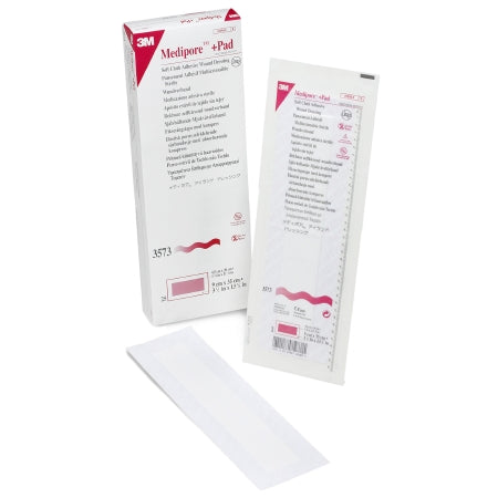 3M Adhesive Dressing 3M™ Medipore™ 3-1/2 X 13-3/4 Inch Soft Cloth Rectangle White Sterile - Case of 100 - 3573-CS