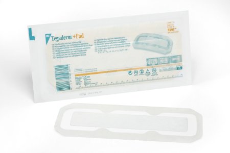 3M Transparent Film Dressing with Pad 3M™ Tegaderm™ + 3-1/2 X 10 Inch Frame Style Delivery Rectangle Sterile - Box of 25 - 3591-BX