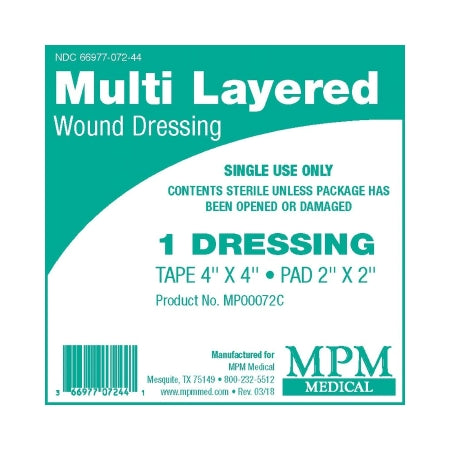 MPM Medical Composite Dressing Repel™ 4 X 4 Inch Square - Case of 50 - MP00072-CS