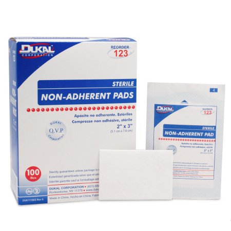 Dukal Non-Adherent Dressing Dukal™ 2 X 3 Inch Sterile Rectangle - Box of 100 - 123-BX