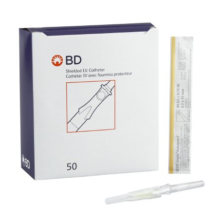 BD Peripheral IV Catheter Insyte™ Autoguard™ 24 Gauge 0.75 Inch Retracting Safety Needle - Case of 200 - 381412-CS
