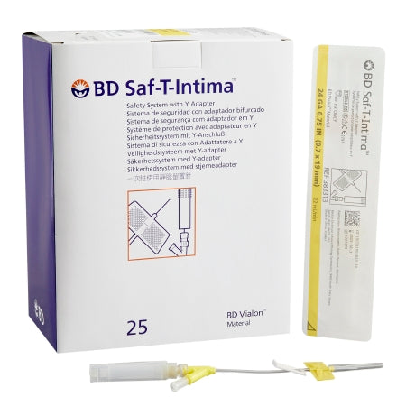 BD Closed IV Catheter Saf-T-Intima™ 24 Gauge 0.75 Inch Retracting Safety Needle - Case of 200 - 383313-CS