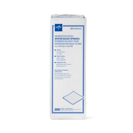 Medline Gauze Sponge 3 X 3 Inch 200 per Pack NonSterile 12-Ply Square - Case of 4000 - NON25312-CS
