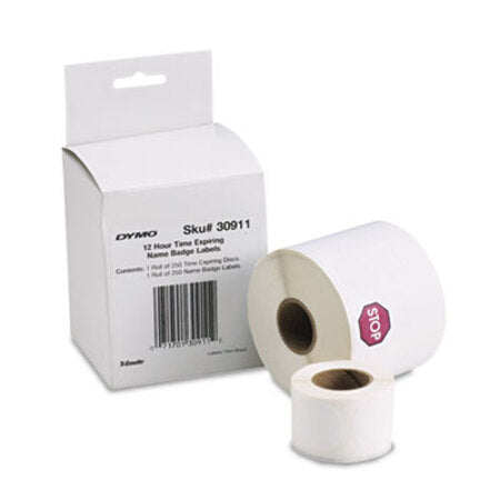 Dymo® Visitor Management Time-Expiring Name Badges, Adhesive, 2.25" x 4", 250 Labels/Box - Box of 1 - DYM-30911-BX