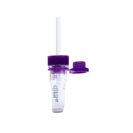 ASP Global LLC Safe-T-Fill® Capillary Blood Collection Tube Whole Blood Tube K2 EDTA Additive 1.1 mm Diameter 125 ÂµL Purple Pierceable Attached Cap Plastic Tube - Each - 076011-EA